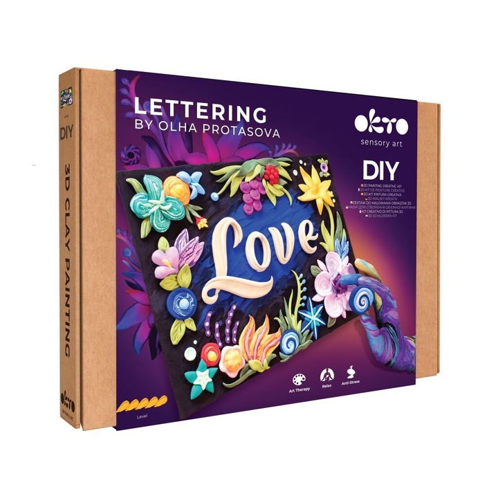Set pictura 3D cu argila usoara, 30*40cm - Love