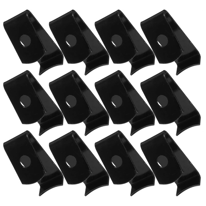 Set 12 cleme suport ghiveci, fier, negru, 5.2x2.7x2.2cm