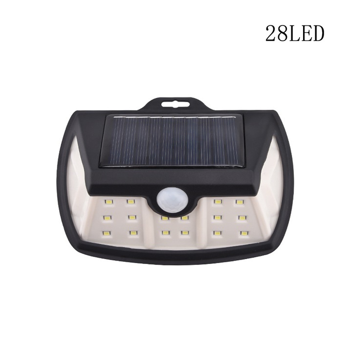 2 buc. lumina solara cu senzor solar pentru exterior, potrivita pentru curte, gradina, garaj, 28 LED-uri