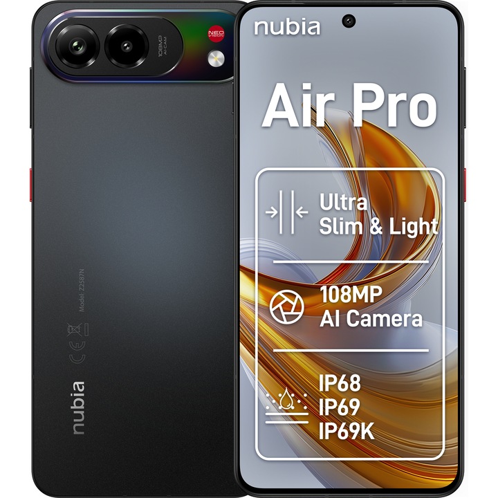 Смартфон ZTE nubia Air Pro, Dual SIM, 8GB, 512GB, 5G, Prime Black
