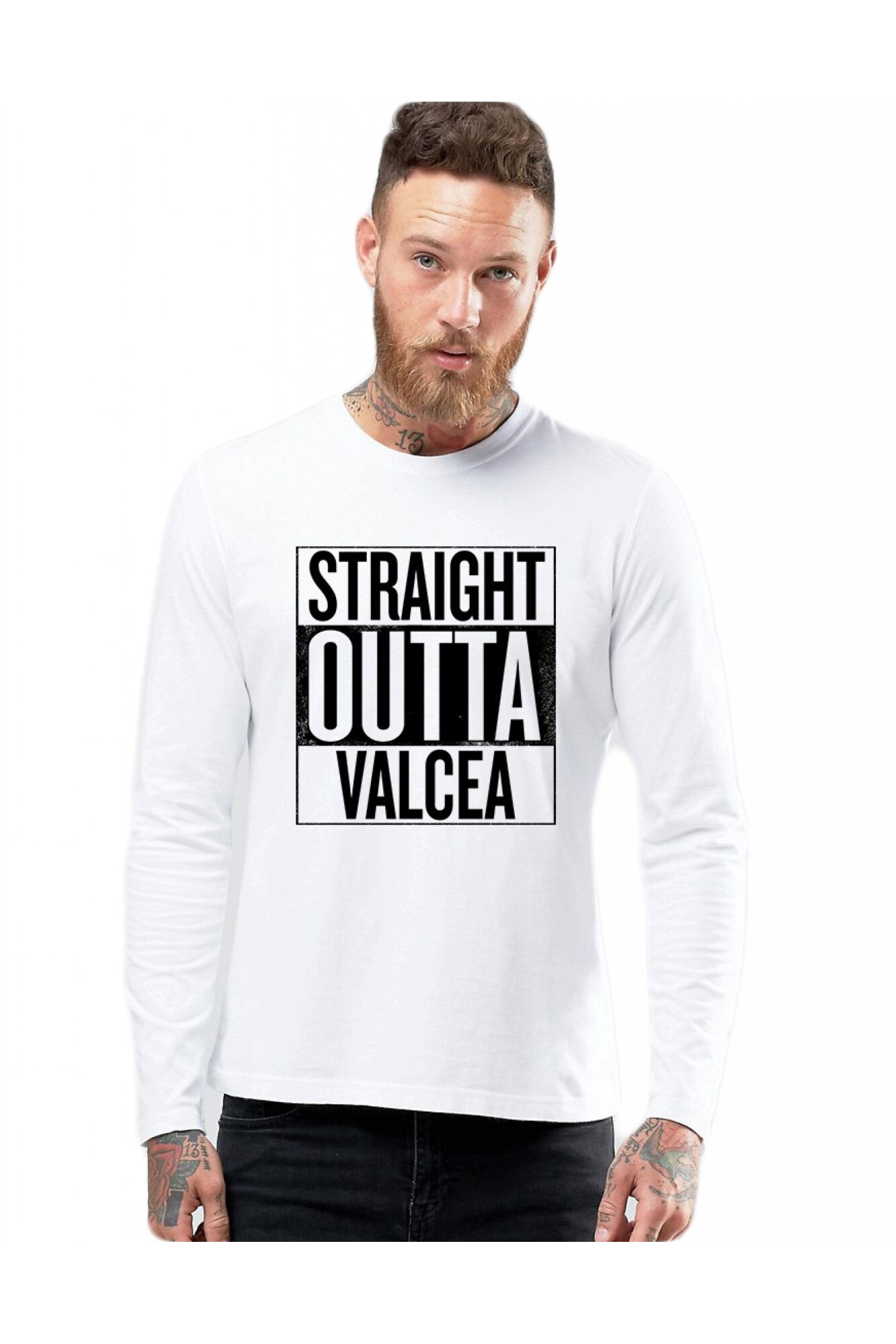 Bluza barbati - Straight Outta Valcea, Alb