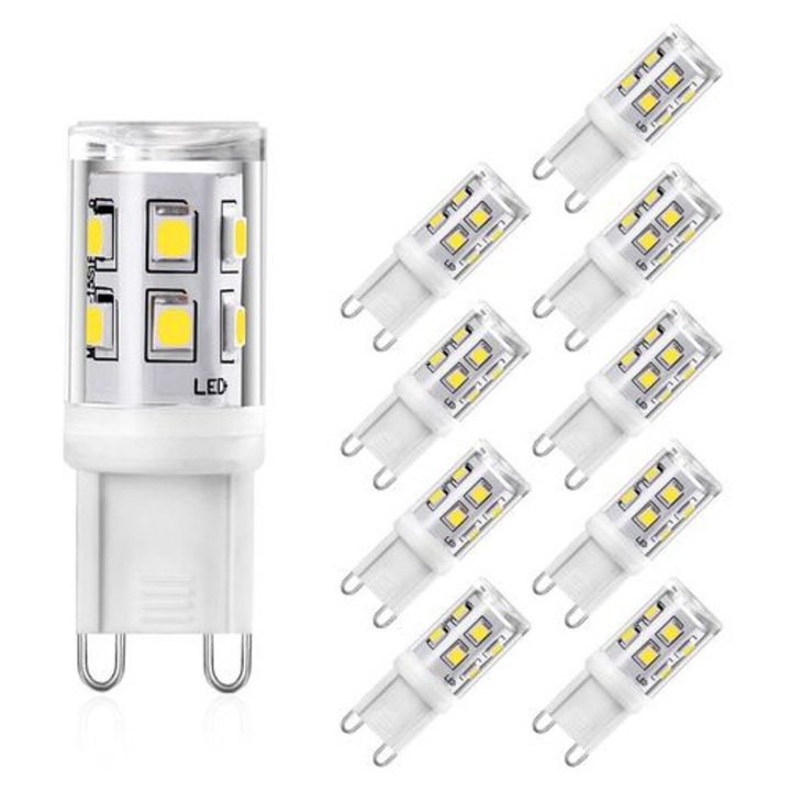 Комплект 10 LED крушки G9 2W, неутрално бяло, 15x44mm, 300lm