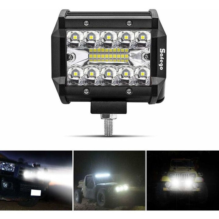 Bara LED 60W 10800LM, fekete, 10x3cm, IP67, öntött alumínium