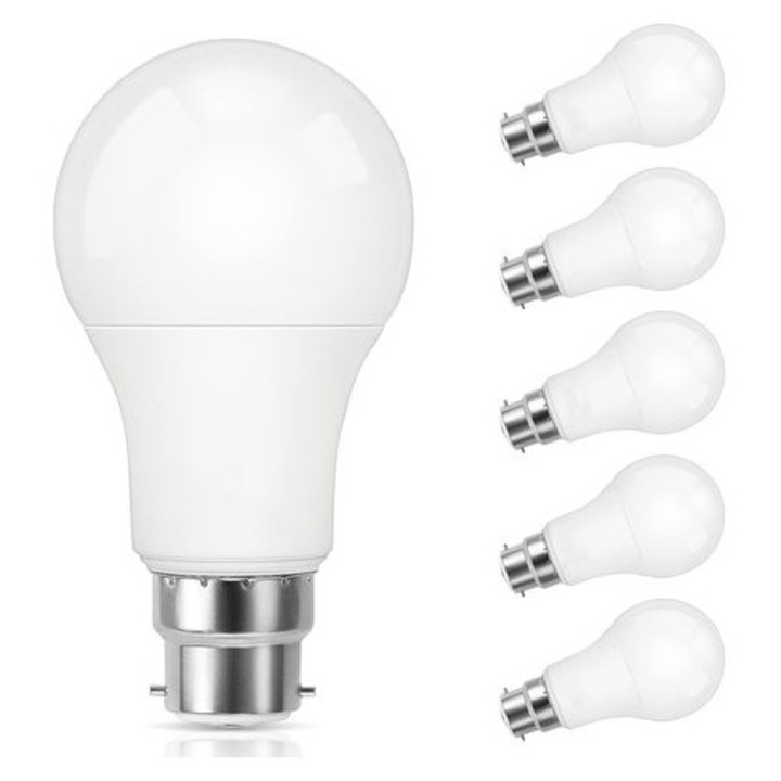 6 db B22 LED izzó készlet 9W hideg fehér 5000K 800LM 10x6cm