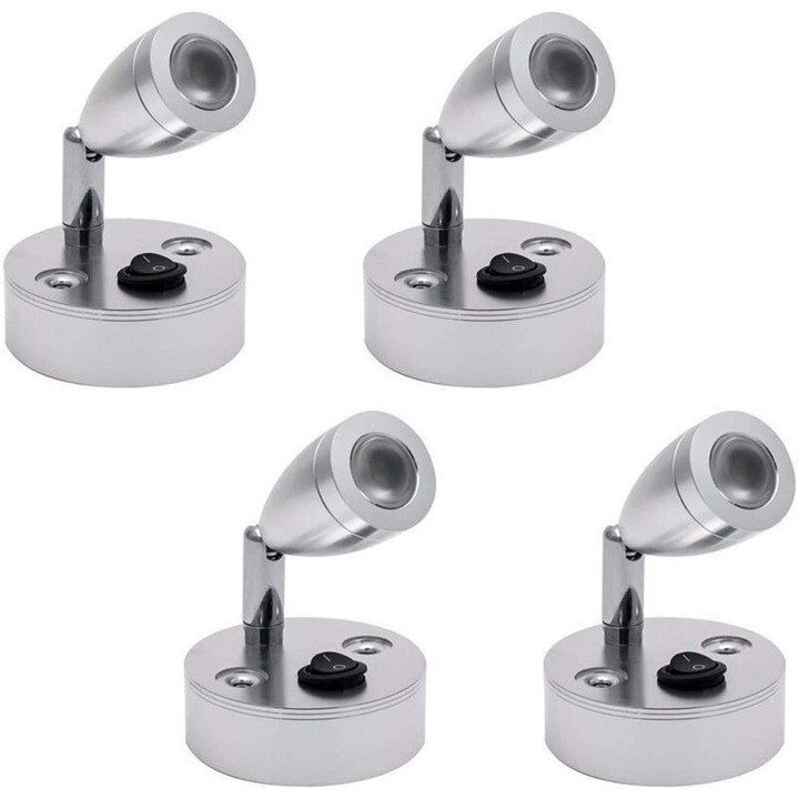 LED olvasólámpa, 2 darabos készlet, 180°-ban forgatható, 3000K, alumínium, 12V, meleg fehér