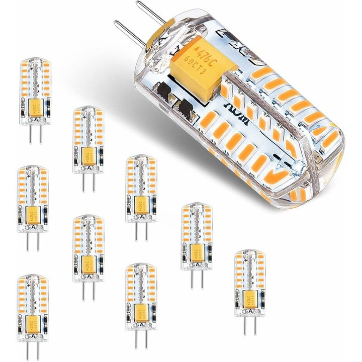10 db G4 LED izzó készlet 12V 3W 3000K Meleg Fehér 300LM