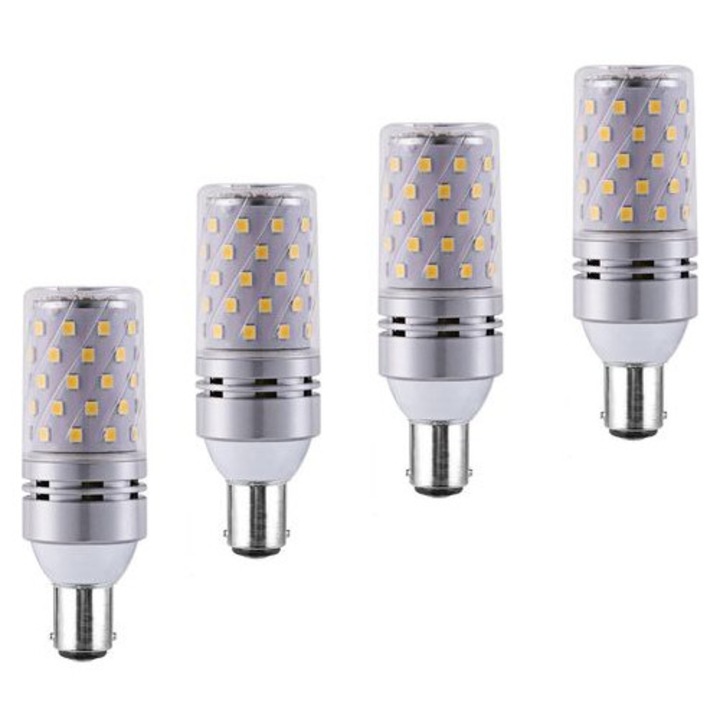 4 db B15 LED izzó készlet, 12W, meleg fehér, 3000K, 1200lm, 360°