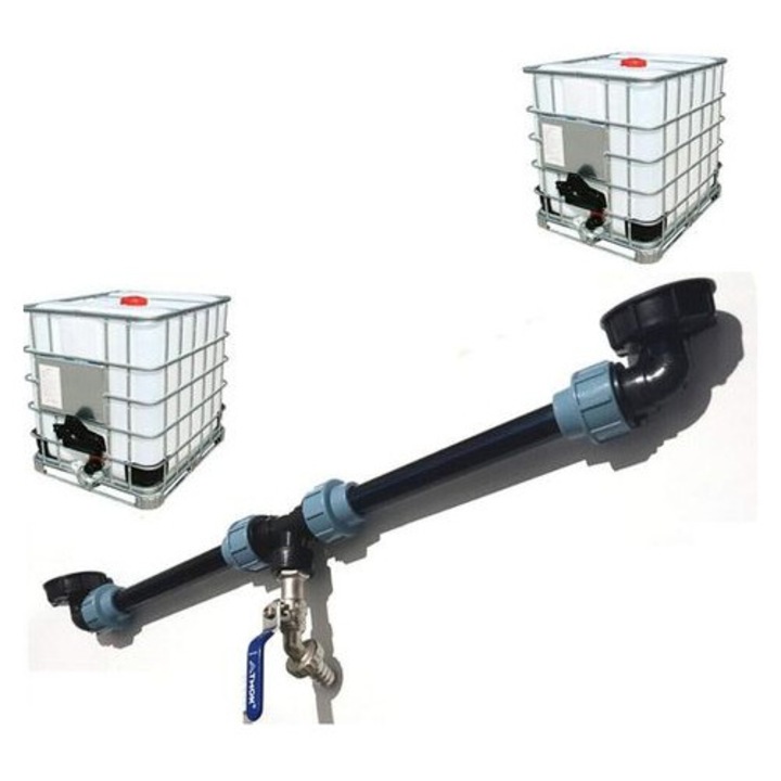 IBC tartály csatlakozó készlet, 2 db PE tömlő 0,5m, fekete-kék, 20mm, S60x6