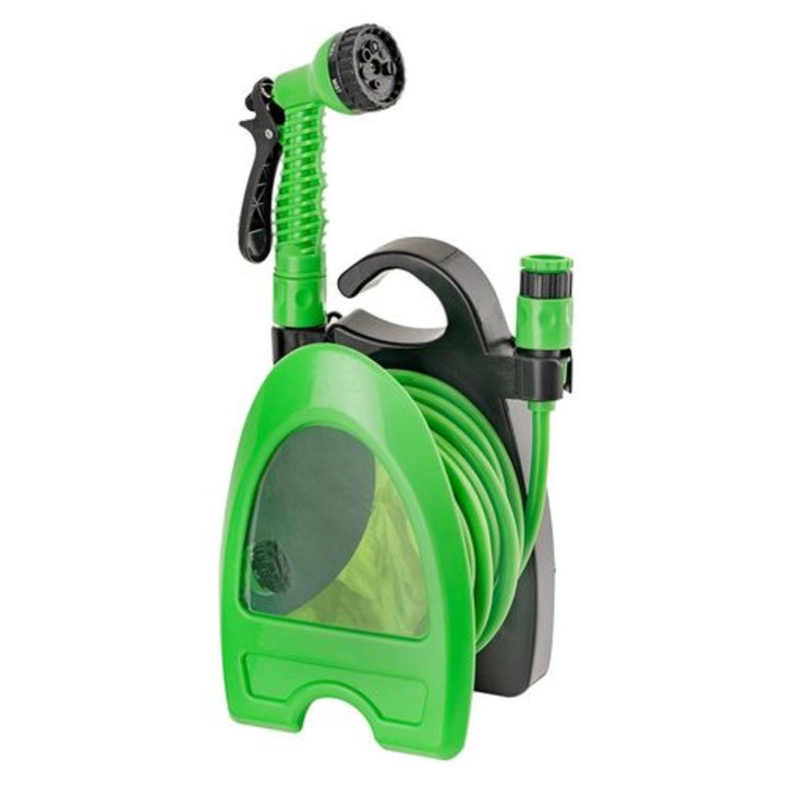 Kihúzható kerti tömlő 10m, 7-sugaras pisztollyal, többszínű