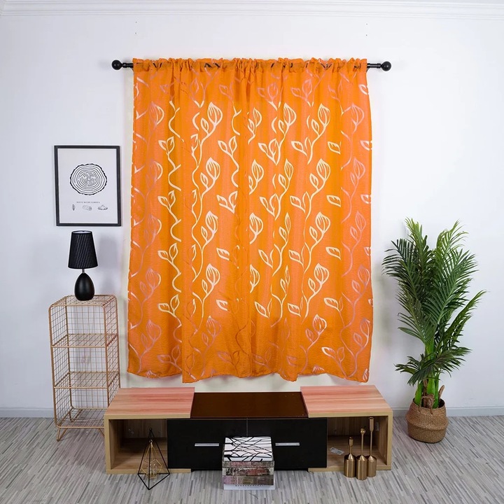 Modern voile függönyszett, narancssárga, 2 db, 140x250cm
