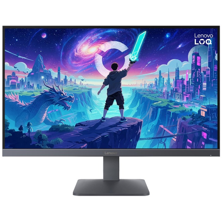 Монитор Gaming Lenovo LOQ 27Q-10, 27", QHD (2560×1440), IPS, 180Hz, 1ms (GTG), 0.5ms (MPRT), 300 cd/m², 99% sRGB, HDR10, Anti-Glare, AMD FreeSync Premium, VESA Adaptive Sync, 2× HDMI 2.1 TMDS, DP 1.4, Наклон, VESA 100×100 мм, Lunar Grey
