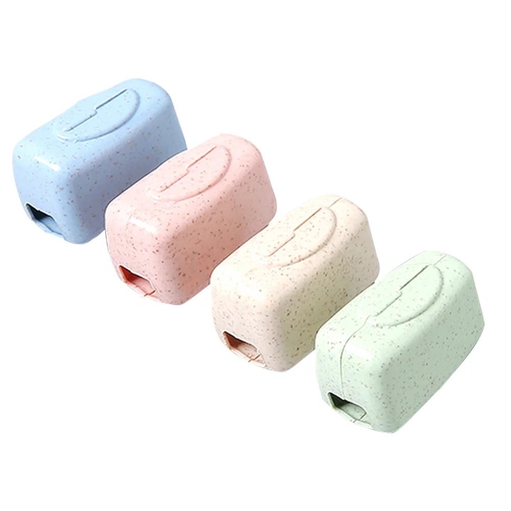 Set 4 capace protectie periuta dinti, albastru, 4x2.5x2cm