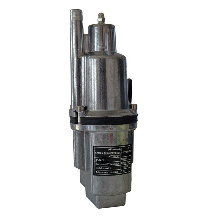 Pompa submersibila cu vibratii MESTERINO TOOLS MT-VMP60-2, 280 W, 1100 l/h, adancime maxima 5 m, cablu 10 m