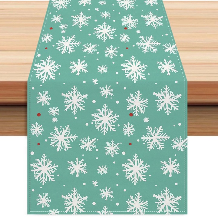 OEM fehér asztalterítő hópelyhes mintával karácsonyra 30x150cm