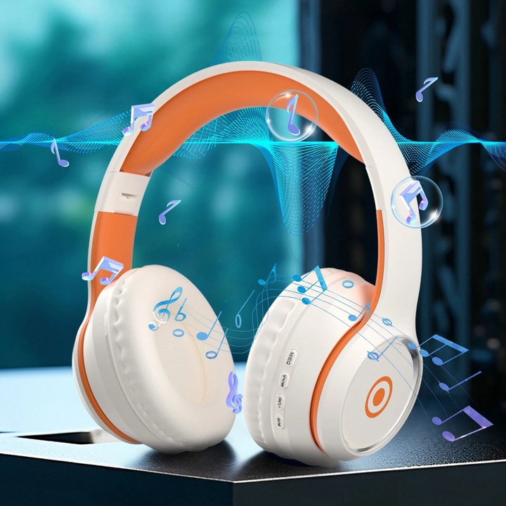Vezeték nélküli Bluetooth sport fülhallgató, tónusos, narancssárga, 40mm, 50 óra üzemidő