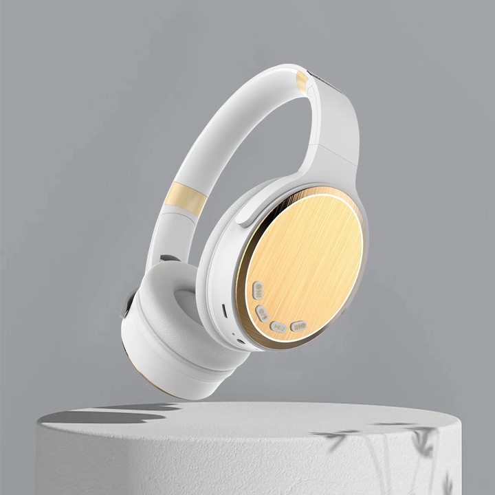 Стерео Bluetooth сгъваеми слушалки, бели, 10ч, micro USB, 3.5мм, многофункционални