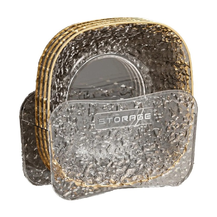 Tálkák és átlátszó műanyag tartó készlet 15x15x5.5cm fekete multifunkcionális