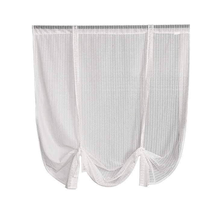 Hímzett voile függöny, fehér, 116x160cm, enyhén áttetsző, fényszűrő