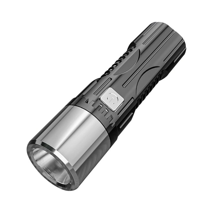USB újratölthető LED lámpa, 3 fokozat, fekete, 11.7x3.3x3cm