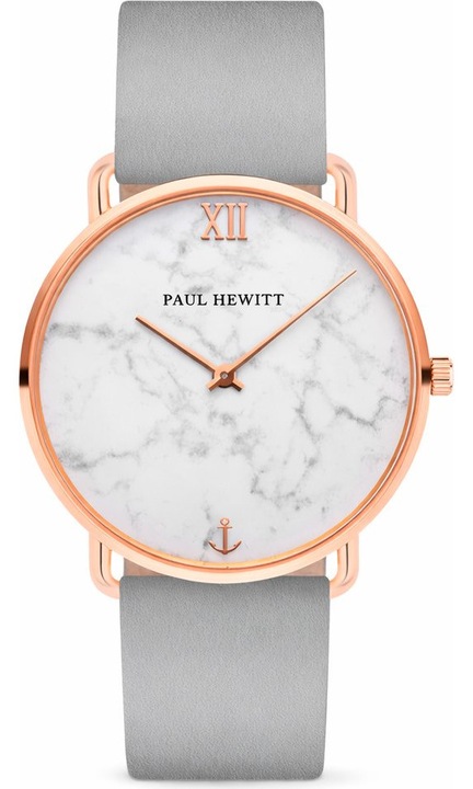 Ceas dama Paul Hewitt M-R-M-31S, cuart, otel inoxidabil roz, curea piele gri, 33mm