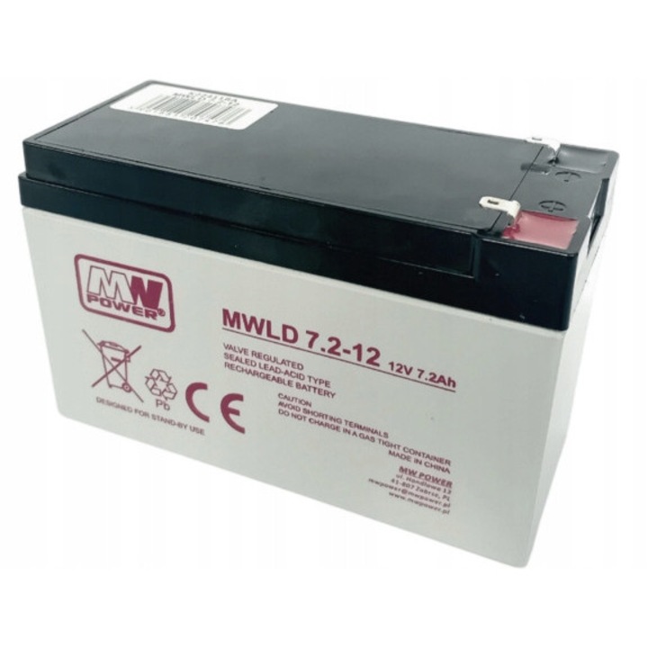 Acumulator AGM MW Power 12V 7.2Ah VRLA 151x65x100mm