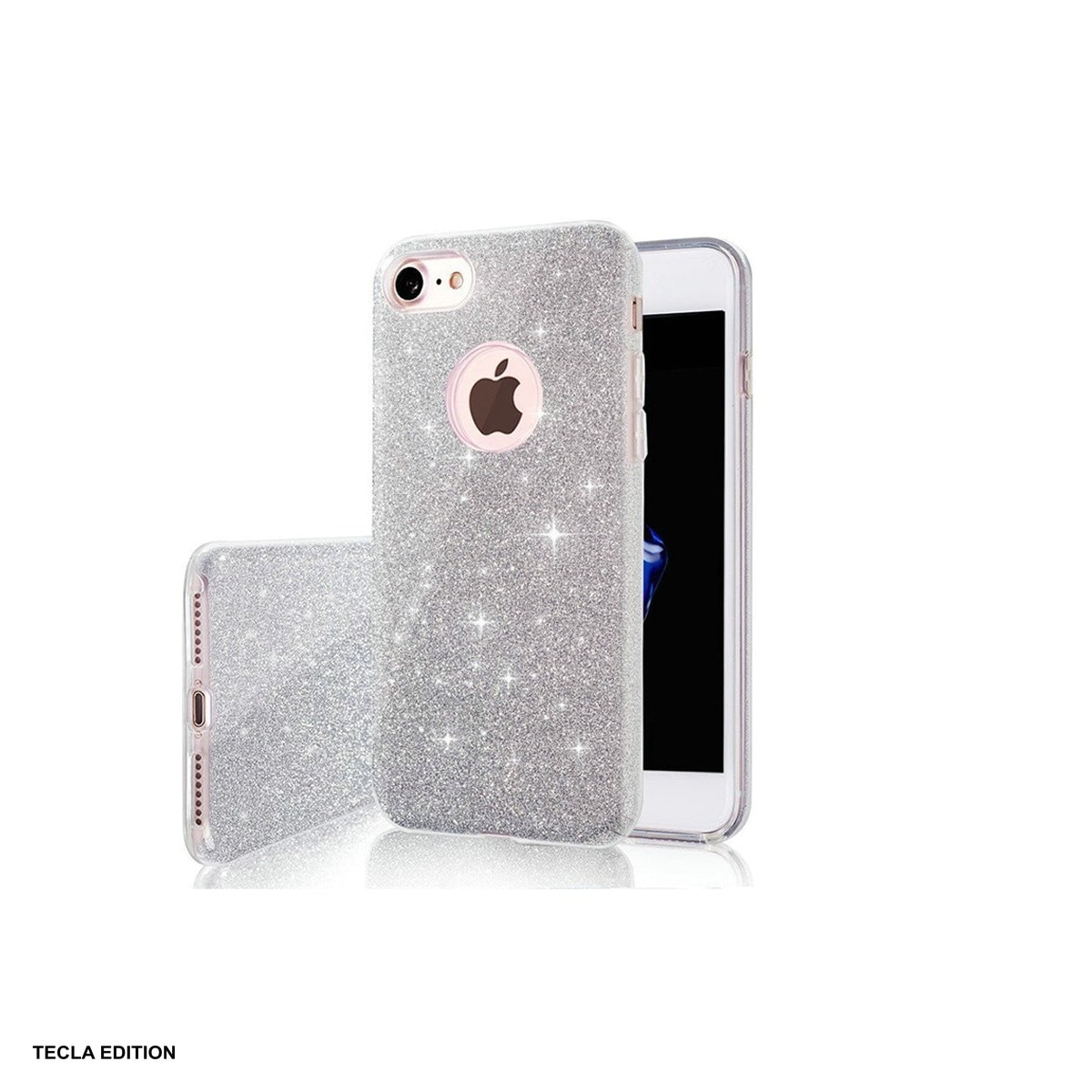 Husa Glitter 3in1 pentru Apple iPhone 16e, iPhone 17e, Carcasa, Argintiu