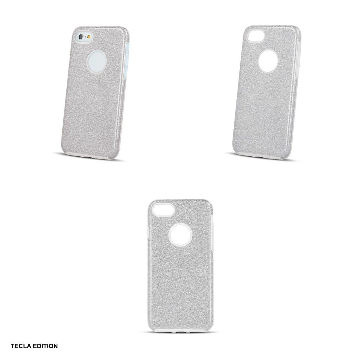 Husa Glitter 3in1 pentru Apple iPhone 16e, iPhone 17e, Carcasa, Argintiu