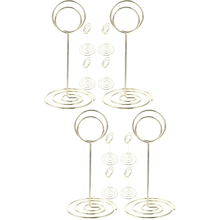 Suport pentru carduri si fotografii ZYBLSSBB LSM2xh536-BCS0058788, metal spiral, auriu, set 12 buc, 12 x 6 x 6 cm