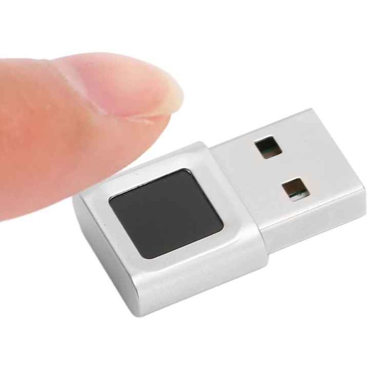USB mini ujjlenyomat-olvasó, 360 fokos, cink, Windows kompatibilis, 10x4x2cm