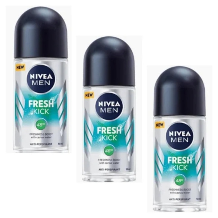 Set 3X Deodorant roll-on Nivea Men Fresh Kick, 50ml