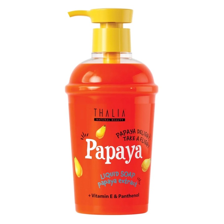 Folyékony szappan papaya kivonattal + E-vitamin és panthenol, Papaya Delight Take a Flight, Thalia, 400 ml