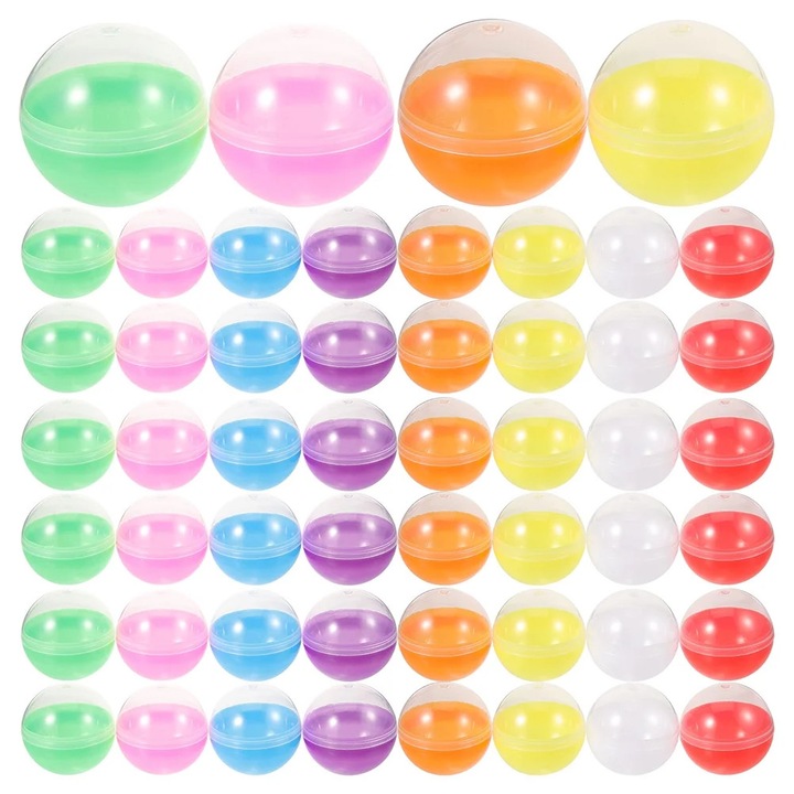 Set 60 bile din plastic colorate translucide, 4.5x4.5x4.5cm, pentru petrecere