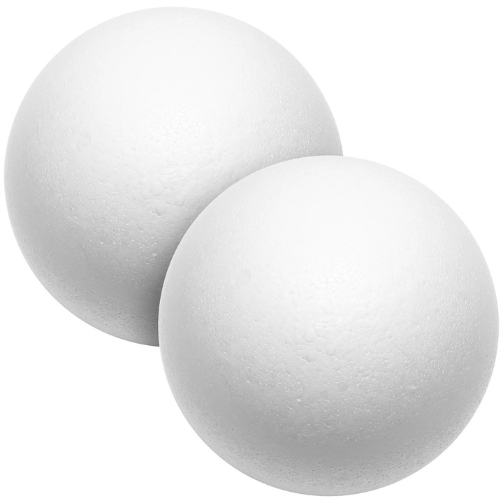 Globuri decorative din polistiren ZYBLSSBB LSM2xh4084-BCS0149117, goale pentru decor/DIY (nunta, petrecere), 20 cm, alb, set 2 buc