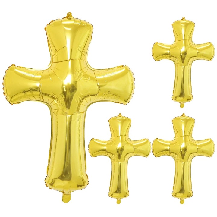 Baloane decorativ crucis, aurii, 78x61x1cm, set 4 bucati
