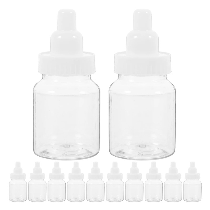 Cutii pentru bomboane in forma de sticla de lapte ZYBLSSBB, PP, 9 x 4,2 x 4,2 cm, multicolor, set 12 buc