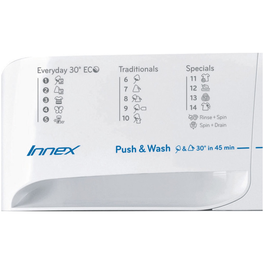 Masina de spalat rufe Slim Indesit Innex BWSA71253W EU, 7kg, 1200 RPM, Push&Wash, Clasa A+++, Alb