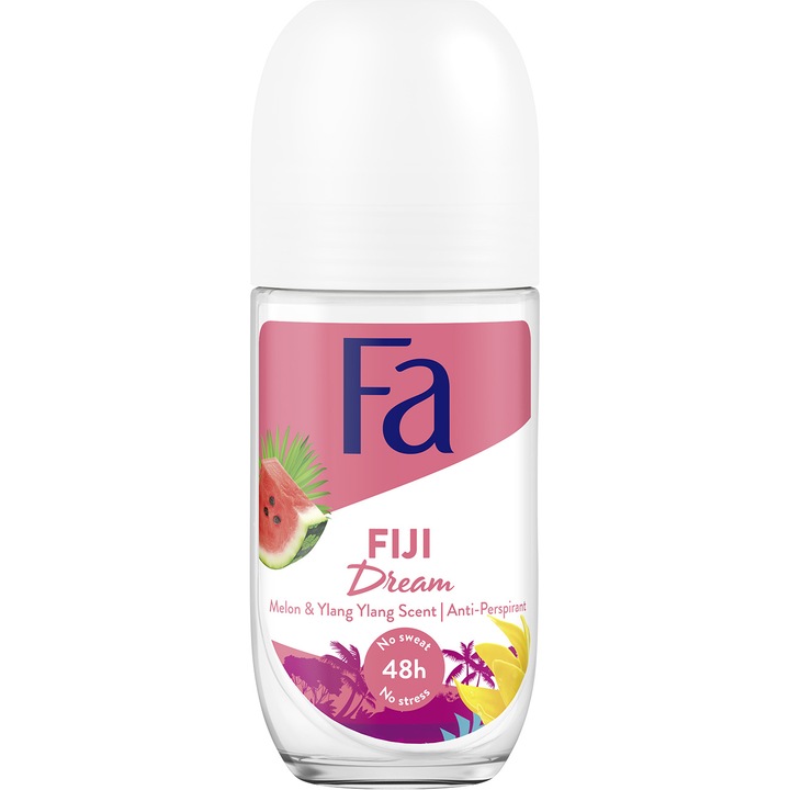 Deodorant roll-on anti-perspirant Fa Fiji Dream cu parfum de pepene, Femei, 50 ml