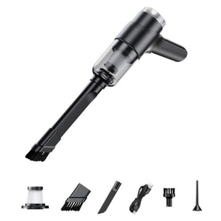 Mini hordozható porszívó 4 az 1-ben, 6500Pa, USB-C, HEPA szűrő, 330g