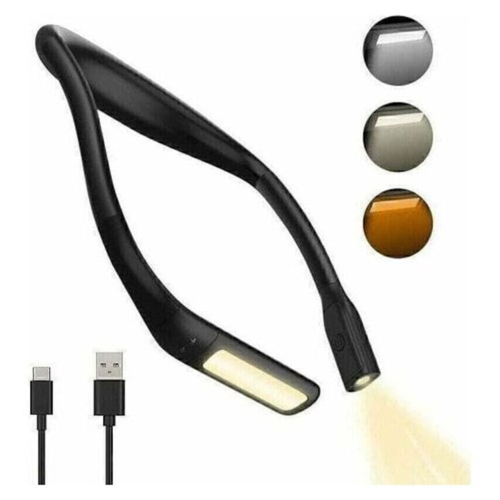 Lampa de citit neckband, 3 culori, reglabila, flexibila, 160g