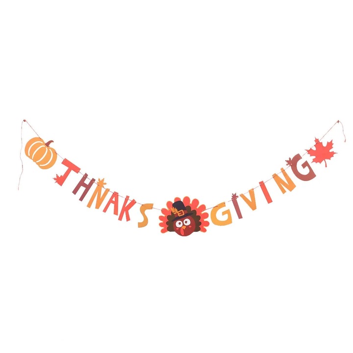 Banner decorativ pentru petrecere, design curcan, 14.2x11.6x0.1cm, multicolor