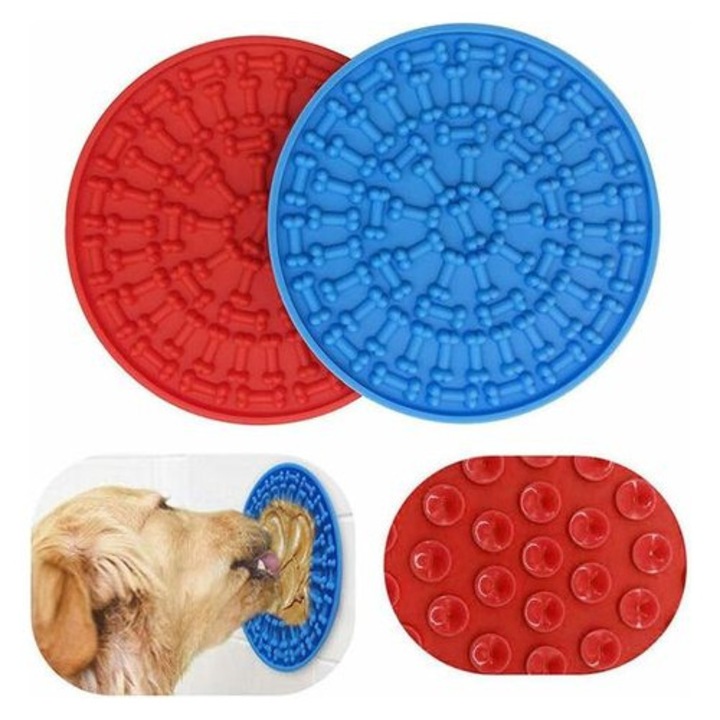Szilikon nyalószőnyeg kutyáknak, tapadókorongos, 15cm, átlátszó