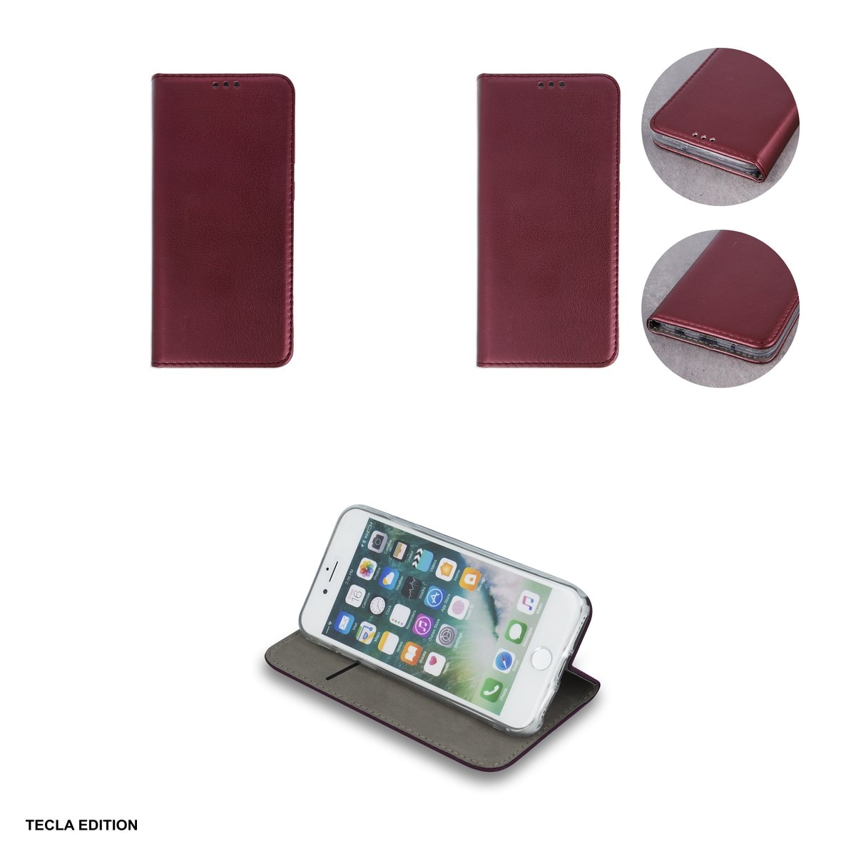 Husa Smart Magnetic pentru Honor x5c Plus, tip carte cu inchidere magnetica, Visiniu