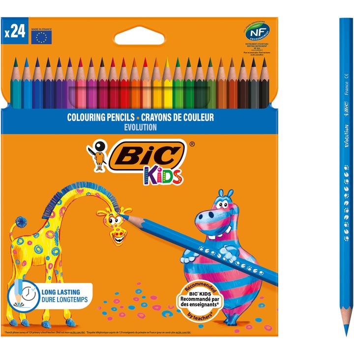 Цветни моливи BIC Kids Evolution ECOlutions, 24 броя