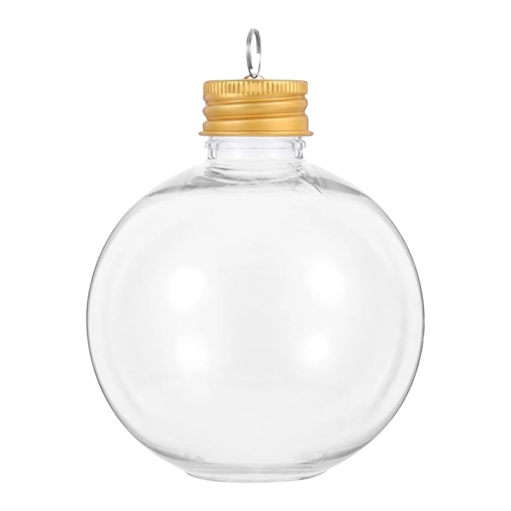 10 db-os műanyag palack készlet, 250ml, karácsonyi dekoráció, átlátszó, kupakkal, 7.5x7.5x10cm