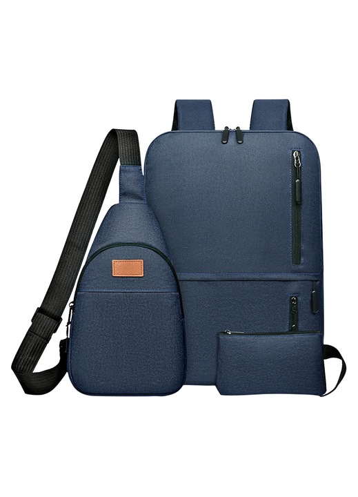 Rucsac YANYXR set 3 piese multifunctional albastru 45x30x15cm
