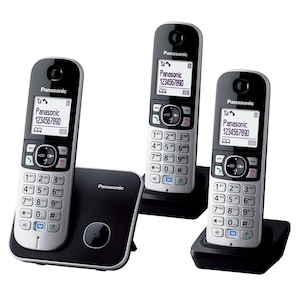 Telefon fara fir DECT Panasonic, 3 receptoare, Caller ID, Negru/Argintiu (KX-TG6811FXB + 2 x KX-TGA681FXB)