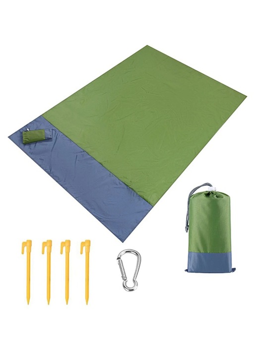 Patura de plaja mare, compacta, verde, 200x140cm, impermeabila, usor de curatat