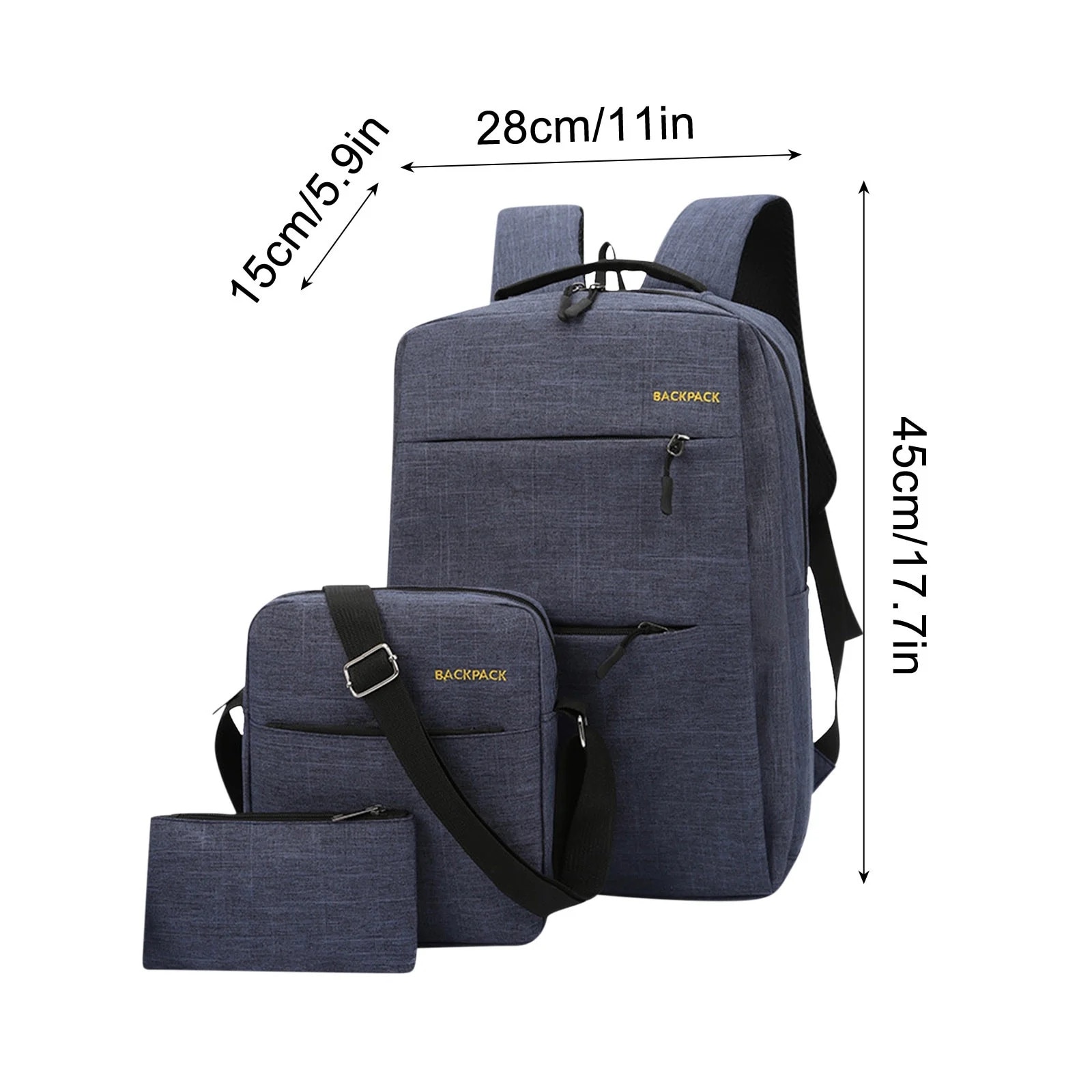Rucsac laptop set 3 piese 17 inch multicolor oxford 48x15x28cm