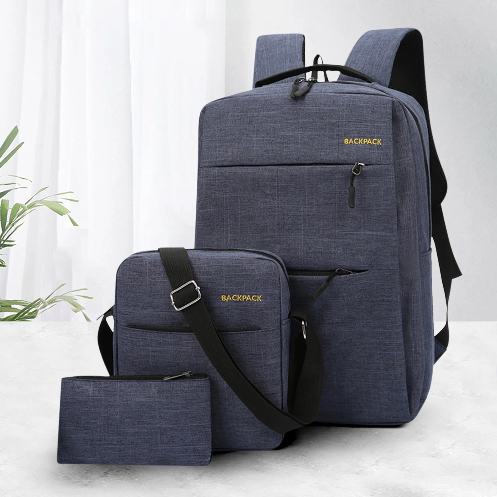 Rucsac laptop set 3 piese 17 inch multicolor oxford 48x15x28cm