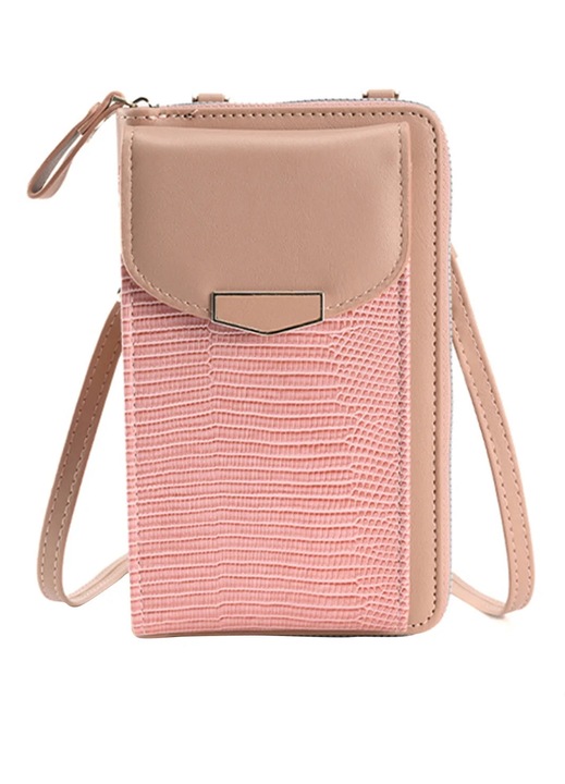 Kisméretű bőr crossbody táska, telefontartó pénztárca, fekete, kép szerinti méretek